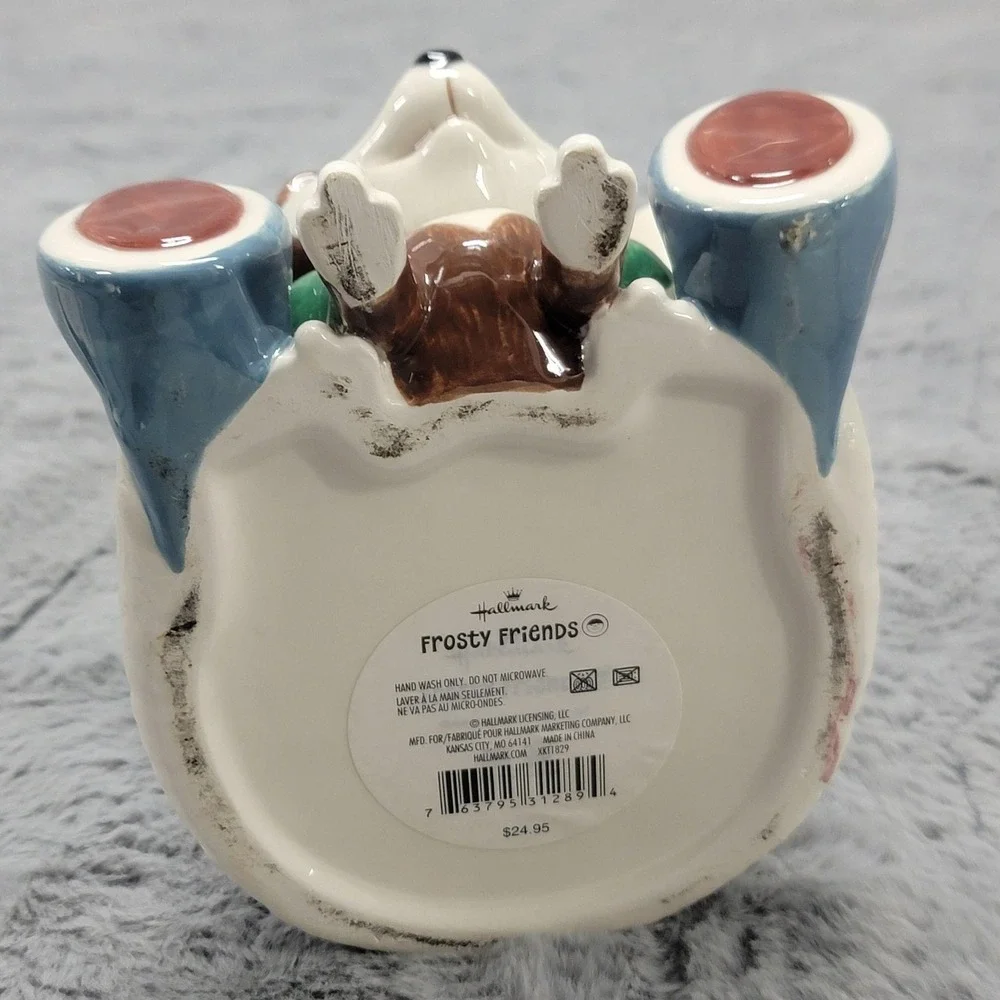 Hallmark Frosty Friends Cookie Jar Ceramic Eskimo Huskie Christmas Holiday 7
